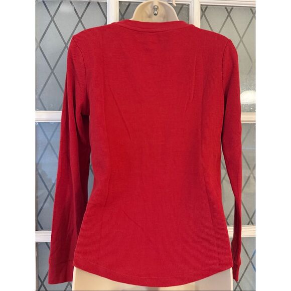Gap henley top Red size Small waffle knit Long Sleeve Classic - Picture 5 of 9
